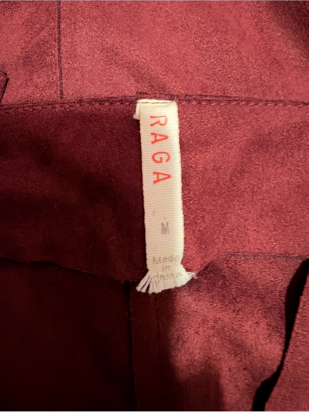 RAGA Burgundy Fringe Faux Suede Mini Dress Festival Western Cowgirl Longsleeve - Picture 7 of 8